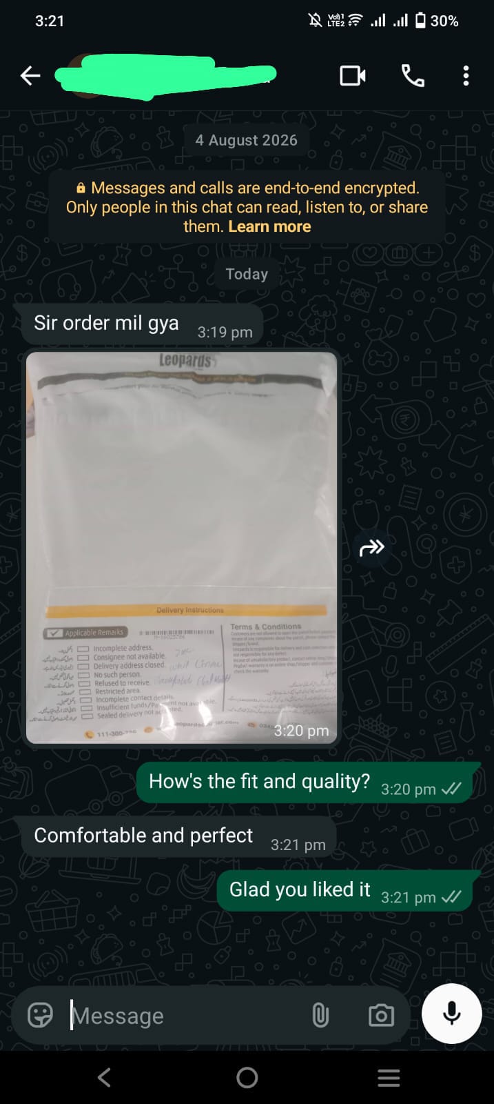 WhatsApp Customer Review 1
